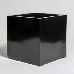 50cm Black Gloss Polystone Cube Planter -Plants outlet store PP40901 add image 1 c2e3