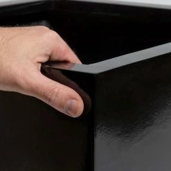 50cm Black Gloss Polystone Cube Planter -Plants outlet store PP40901 rollover image 2e38