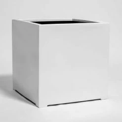 40cm White Gloss Polystone Cube Planter 9 40cm White Gloss Polystone Cube Planter -Plants outlet store PP40905 add image 1 90ec