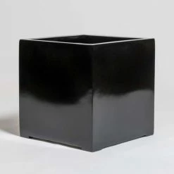 40cm Black Gloss Polystone Cube Planter -Plants outlet store PP40906 add image 1 e65b
