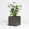40cm Metallic Grey Polystone Cube Planter