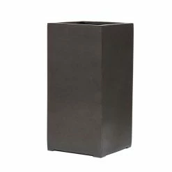80cm Metallic Grey Polystone Tall Cubic Planter -Plants outlet store PP40912 add image 1 9a94