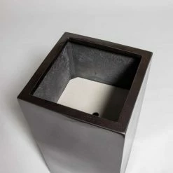 80cm Metallic Grey Polystone Tall Cubic Planter -Plants outlet store PP40912 add image 3 bb84
