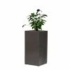 80cm Metallic Grey Polystone Tall Cubic Planter -Plants outlet store PP40912 main image 2e2e