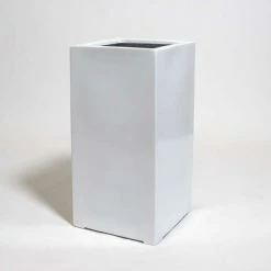 60cm White Gloss Polystone Tall Cubic Planter 8 60cm White Gloss Polystone Tall Cubic Planter -Plants outlet store PP40915 add image 1 abd8