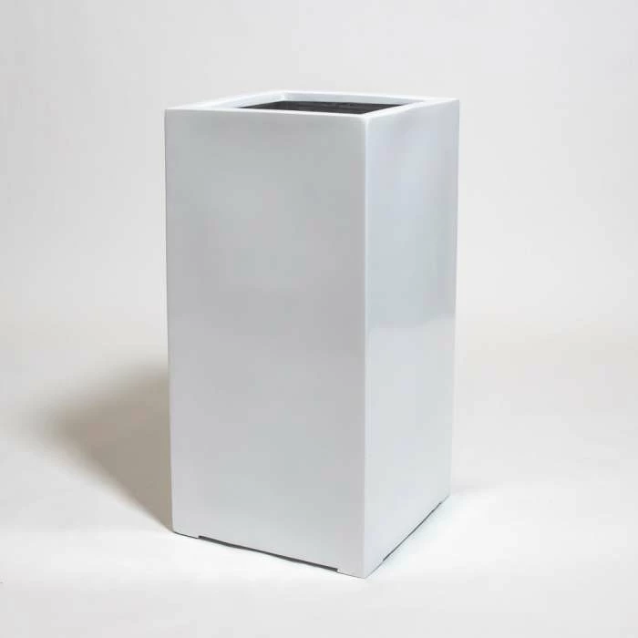 60cm White Gloss Polystone Tall Cubic Planter 5 60cm White Gloss Polystone Tall Cubic Planter - Image 3