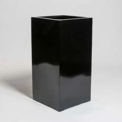 60cm Black Gloss Polystone Tall Cubic Planter 7 60cm Black Gloss Polystone Tall Cubic Planter -Plants outlet store PP40916 add image 1 9479