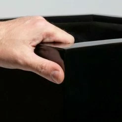60cm Black Gloss Polystone Tall Cubic Planter 6 60cm Black Gloss Polystone Tall Cubic Planter -Plants outlet store PP40916 rollover image 7e5a