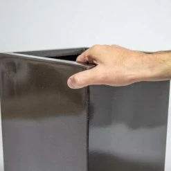 60cm Metallic Grey Polystone Tall Cubic Planter -Plants outlet store PP40917 rollover image 280a