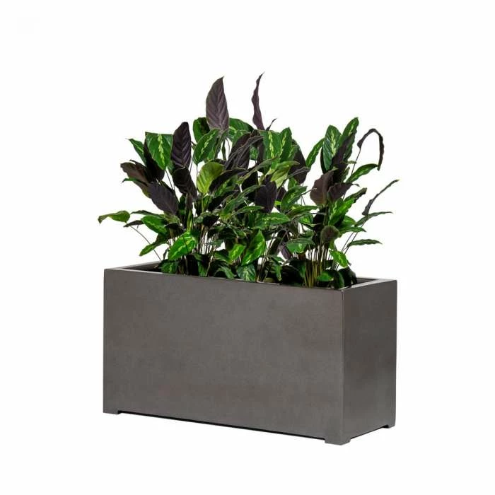 80cm Metallic Grey Polystone Trough Planter 3 80cm Metallic Grey Polystone Trough Planter