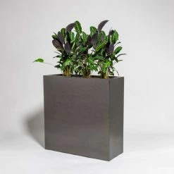 100cm Metallic Grey Polystone High Trough Planter
