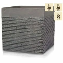 H30cm Medium Light Grey Fibrecotta Brick Design Cube Pot - By Primrose™ 9 H30cm Medium Light Grey Fibrecotta Brick Design Cube Pot - By Primrose™ -Plants outlet store PP4506Mx2 83bf
