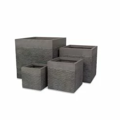 H23cm Small Light Grey Fibrecotta Brick Design Cube Pot - By Primrose™ -Plants outlet store PP4506S add image 3 746f