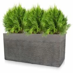80cm Large Light Grey Fibrecotta Brick Design Trough Planter - By Primrose™ -Plants outlet store PP4507L add image 2 674a