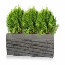 60cm Medium Light Grey Fibrecotta Brick Design Trough Planter - By Primrose™ -Plants outlet store PP4507M add image 2 999c