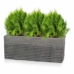 50cm Small Light Grey Fibrecotta Brick Design Trough Planter - By Primrose™ -Plants outlet store PP4507S add image 2 b244