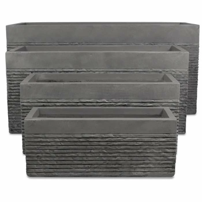 1m Extra Large Light Grey Fibrecotta Brick Design Trough Planter - By Primrose™ 6 1m Extra Large Light Grey Fibrecotta Brick Design Trough Planter - By Primrose™ - Image 4