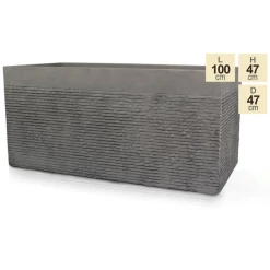 1m Extra Large Light Grey Fibrecotta Brick Design Trough Planter - By Primrose™ 11 1m Extra Large Light Grey Fibrecotta Brick Design Trough Planter - By Primrose™ -Plants outlet store PP4507XL main image e939