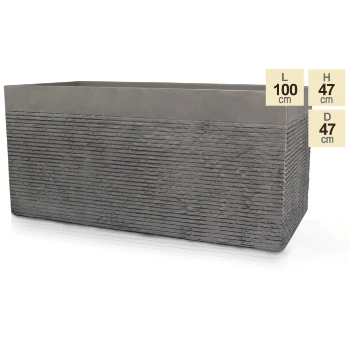 1m Extra Large Light Grey Fibrecotta Brick Design Trough Planter - By Primrose™ 7 1m Extra Large Light Grey Fibrecotta Brick Design Trough Planter - By Primrose™ - Image 5
