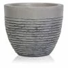 H21cm Small Light Grey Fibrecotta Brick Design Egg-Shaped Pot - By Primrose™ -Plants outlet store PP4508S rollover image dec7