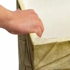 90cm Polystone Embossed Geometric Sandy Brown Trough Planter - By Primrose™ 12 90cm Polystone Embossed Geometric Sandy Brown Trough Planter - By Primrose™ -Plants outlet store PP4739 add image 4 8ed5