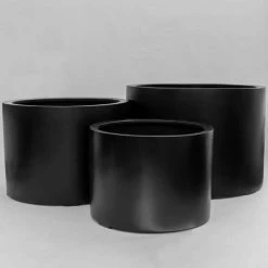 1m Jumbo Stone Composite Low Cylinder Planter In Black -Plants outlet store PP5022BJ add image 3 dbb8