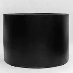 1m Jumbo Stone Composite Low Cylinder Planter In Black