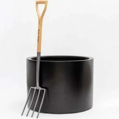 H50cm Large Stone Composite Low Cylinder Planter In Black -Plants outlet store PP5022BL add image 1 2fcf