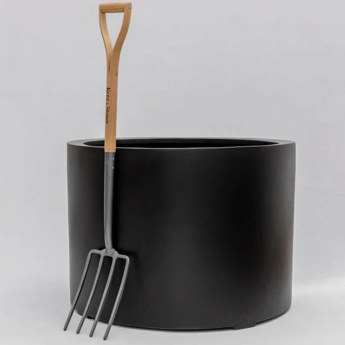 85cm XL Stone Composite Low Cylinder Planter In Black 4 85cm XL Stone Composite Low Cylinder Planter In Black - Image 2