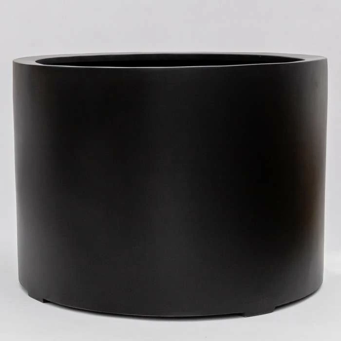 85cm XL Stone Composite Low Cylinder Planter In Black 3 85cm XL Stone Composite Low Cylinder Planter In Black
