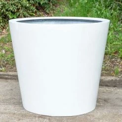 H73cm Large Classic Stone Composite Planter In White
