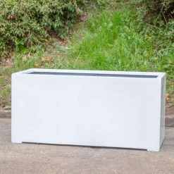 1.2m Large Stone Composite Trough Planter In White