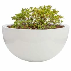 90cm Large Stone Composite Low Bowl Planter In White -Plants outlet store PP5028WL add image 1 1b56
