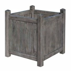 48.5cm Alderley Grey Square Hardwood Planter Planter By Rowlinson® -Plants outlet store PP6085 rollover image 31b9