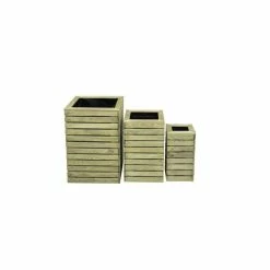 Set Of 3 Wooden Contemporary Slatted Planters -Plants outlet store PP6089 add image 3 79a5