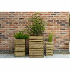 Set Of 3 Wooden Contemporary Slatted Planters -Plants outlet store PP6089 add image 4 088e