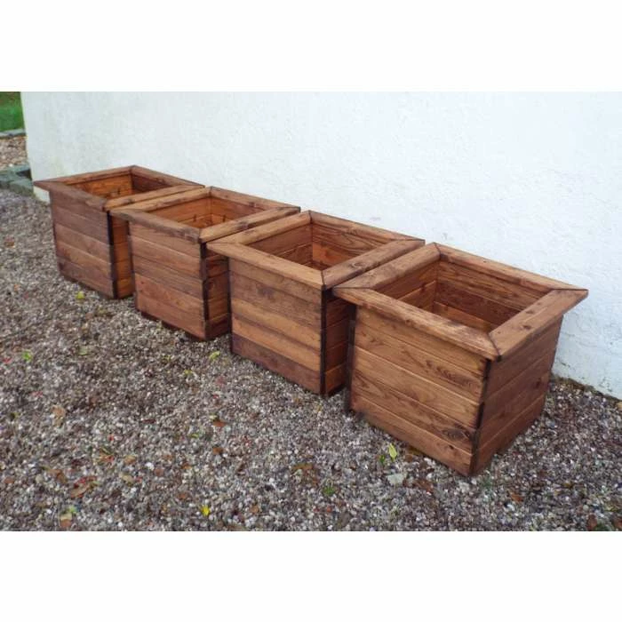 Charles Taylor Wooden Garden Set Of 4 47cm X 38.5cm Square Planters 3 Charles Taylor Wooden Garden Set Of 4 47cm X 38.5cm Square Planters