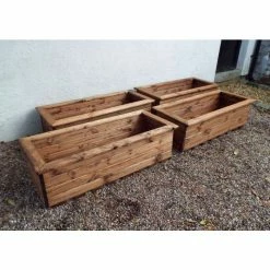 Charles Taylor Wooden Garden Set Of 4 1.09m X 31.5cm Trough Planters -Plants outlet store PP6097 rollover image fc8e