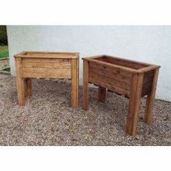 Charles Taylor Wooden Garden Set Of 2 82cm X 72cm Raised Wiltshire Troughs -Plants outlet store PP6099 rollover image 53b3