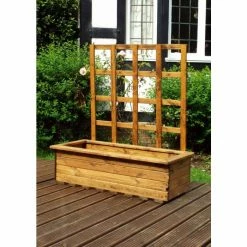 Charles Taylor Wooden Garden Set Of 2 Kensington Troughs With Trellis -Plants outlet store PP6102 add image 1 2134
