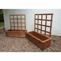 Charles Taylor Wooden Garden Set Of 2 Kensington Troughs With Trellis -Plants outlet store PP6102 rollover image 02a1