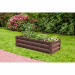 Brown Metal Raised Garden Planter With Liner