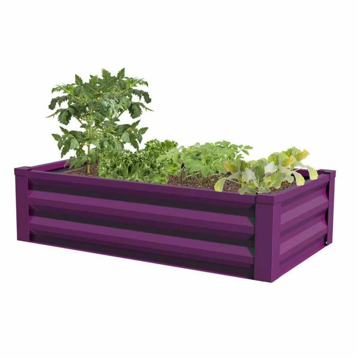 Purple Metal Raised Garden Planter With Liner 3 Purple Metal Raised Garden Planter With Liner