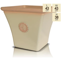44cm Tuscan Flared Square Planter In Light Pistachio With Terracotta -Plants outlet store PP7852 main image c551