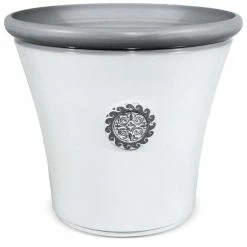 56cm Tuscan Round Planter In White With Grey 16 56cm Tuscan Round Planter In White With Grey -Plants outlet store PP7854 add image 2 0c3c