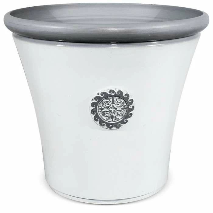 56cm Tuscan Round Planter In White With Grey 6 56cm Tuscan Round Planter In White With Grey - Image 4