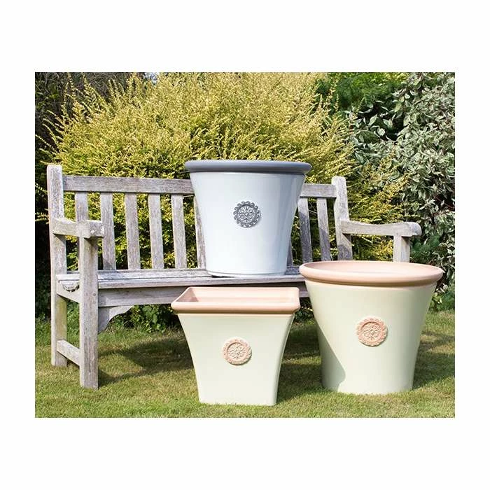 56cm Tuscan Round Planter In White With Grey 11 56cm Tuscan Round Planter In White With Grey - Image 9