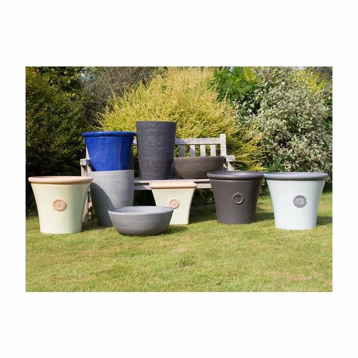 56cm Tuscan Round Planter In White With Grey 12 56cm Tuscan Round Planter In White With Grey - Image 10