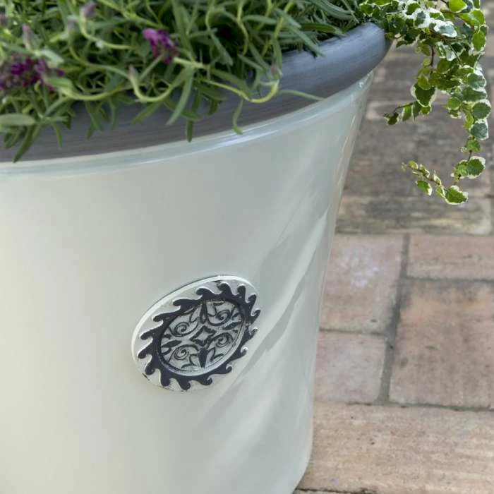 56cm Tuscan Round Planter In White With Grey 4 56cm Tuscan Round Planter In White With Grey - Image 2