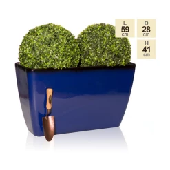 59cm Royal Blue Glaze Effect Trough Planter - By Primrose™ -Plants outlet store PP7864 main image d014